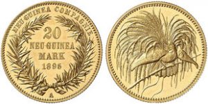 Goldene Münze aus Neu Guinea für Auktionen
